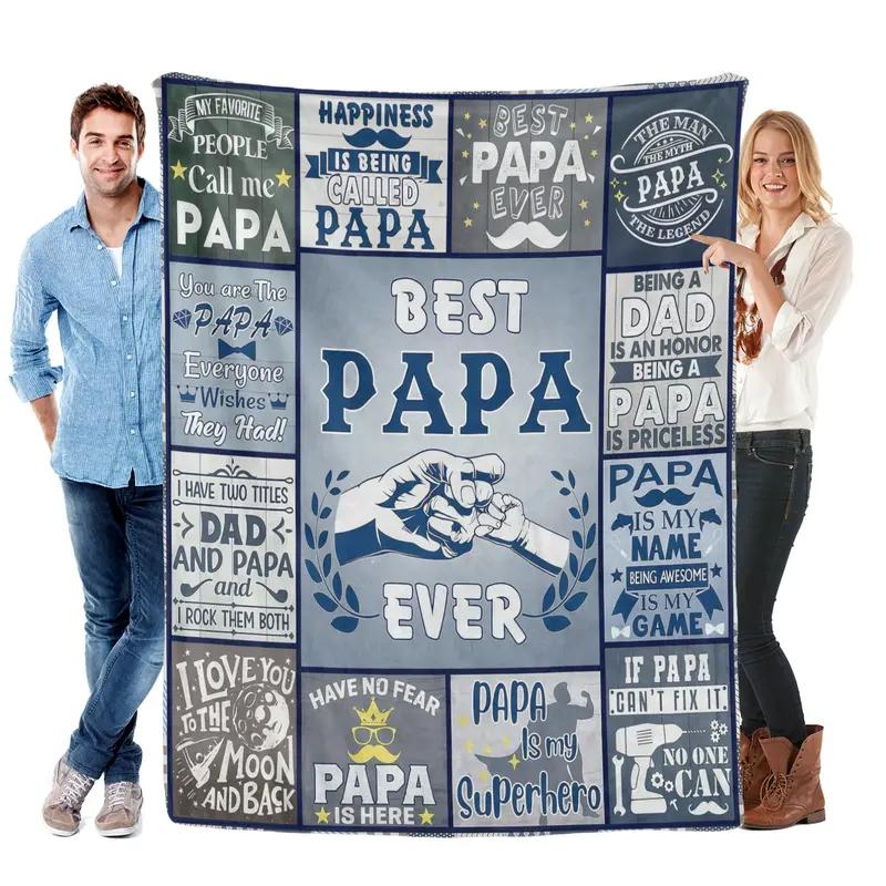 Dad-themed collage flannel blanket—ultra soft, cozy throw with heartwarming dad quotes and designs; a perfect gift for Dad for snuggling and adding a sentimental touch to his room.