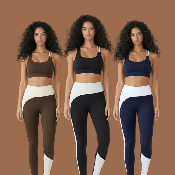 Women's 2-Piece Athleisure Yoga Set, Breathable High-Waist Quick-Dry Tight Fitness Outfit with Yoga Bra and Leggings