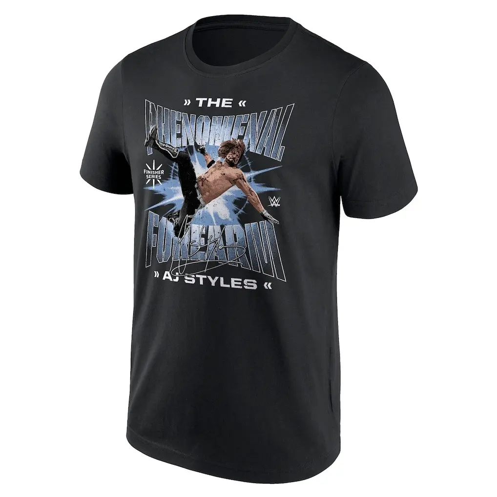 Men's AJ Styles Short-Sleeve Round Neck Graphic T-Shirt - Phenomenal Forearm Print, Unisex Wrestling Fan Apparel, Made in USA, Shortsleeve