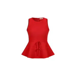 Isabeau Bandage Sleeveless Peplum Top with Bows
