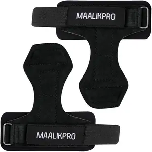 MAALIKPRO Leather Weightlifting Grips – Non-Slip Palm Protection & Wrist Support for Deadlifts, Pull-Ups, Gym Training Fitness Gifts for Men Women Dad Husband (Pair)
