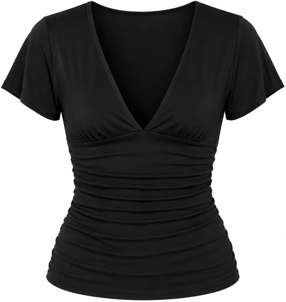 DOLGIEJ Collective Women’s Ruched V-Neck Top