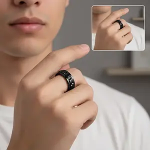 Anxiety Rings for Women and Men Titanium Steel Spinner Fidget Band Rings with Cubic Zirconia for Stress Relief and Wedding Promise Comfort Fit Size 6 to 12