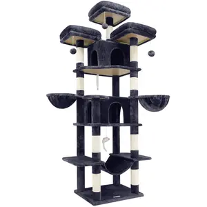 XXL Cat Tower for Indoor Cats with Hammock, Condos & Scratching Posts Multi-Level Plush Cat Tree with Cave