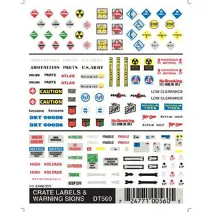 Woodland Scenics DT560 Crate Labels & Warning Signs Train Decal Sheet