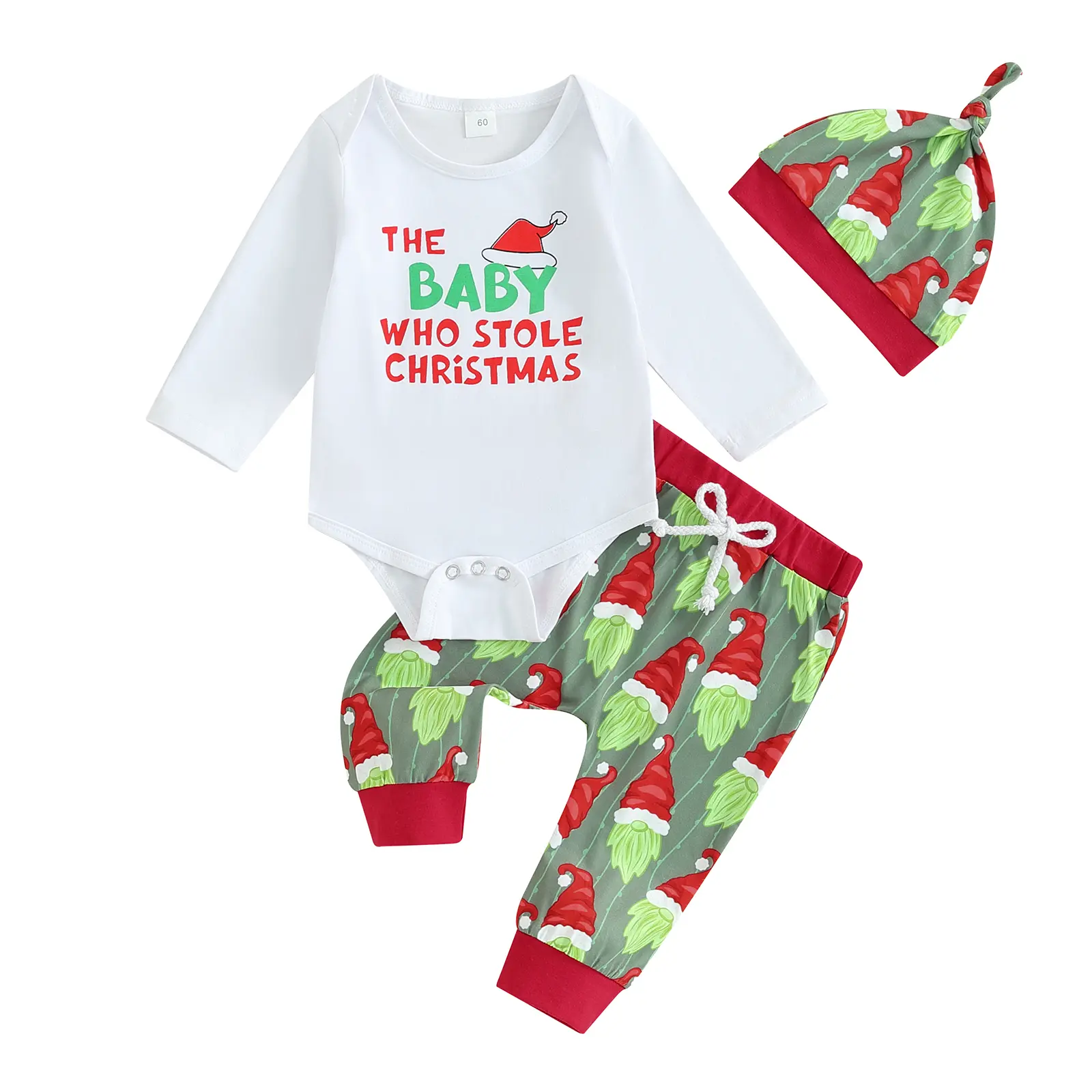 Canrulo My First Christmas Outfits 0 3 6 9 12 18 Months Baby Boy Santa Onesie Long Sleeve Romper+Pants Hat Newborn Clothes