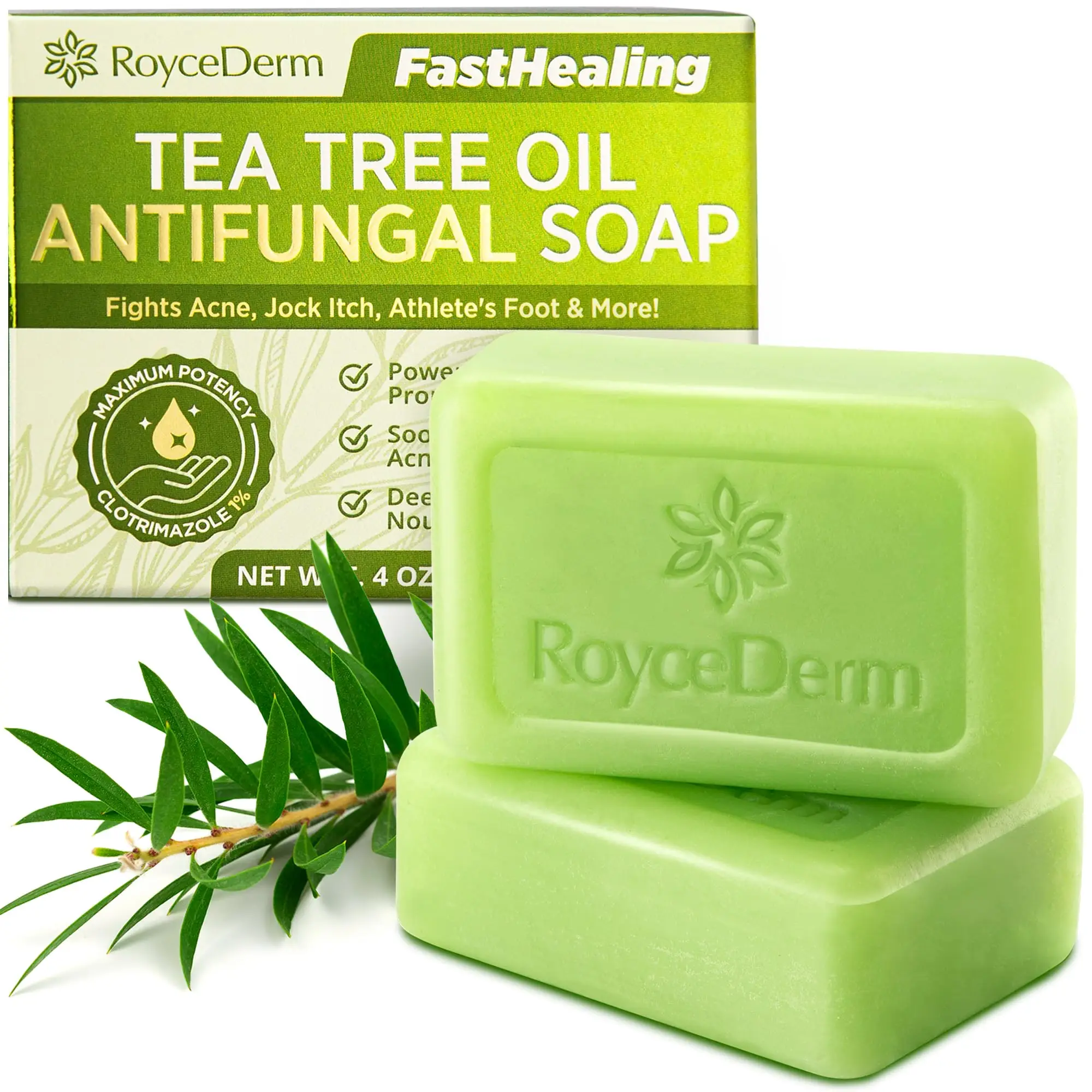 Roycederm Antifungal Antibacterial Tea Tree Soap for Face & Body Body Care Body Wash Cleansing Gentle