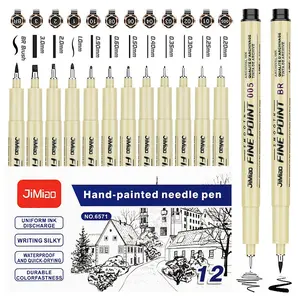 Professional 6/12pcs Manga Art Marker Set Fine Line Sketch Pens for Drawing Illustration & Calligraphy Artist School Supplies Kit