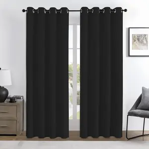 Blackout Curtains 120 Inches Long 2 Panels Set, Thermal Insulated Long Curtains& Drapes 2 Burg, Room Darkening Curtains for Bedroom Living Room Window (Black, W52 x L120 Inch)