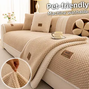 Pet Friendly Plush Sofa Cover, Soft Teddy Fleece Couch Seat Pad, Non Slip Sofa Protector Mat, Machine Washable Anti Scratch Couch Cover for Dogs Cats, Furniture Cover for Sectional Loveseat Living Room, Sofa Couch Covers