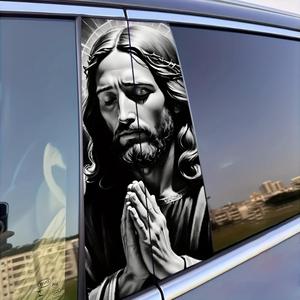 jesus pattern car sticker, creative car door pillar sticker, car exterior decoration accessories for all models