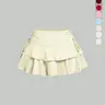 Women's Solid Color Ruffle Trim Tie Side Skirt, Casual Fashion Short Skirt for Daily Outdoor Wear, Ladies Bottoms for Summer