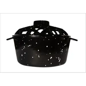 Uniflame C-1929 PORCELAIN COATED LATTICE TOP STEAMER- BLACK WITH WHITE SPECKLES