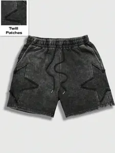 Men's Star Print Thermal Lined Shorts, Casual Regular Fit Street Fashion Pocket Design Shorts for Daily Wear, Men's Bottoms for Summer, Solid Shorts