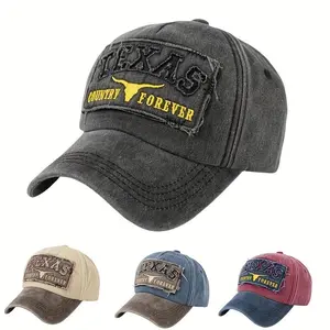 Texas 3D Patch Baseball Cap - Dual Color Rock Style, Western Dad Hat with Horn Embroidery, Perfect for Spring & Summer, Ideal Gift for Husband, Colleagues, or Friends