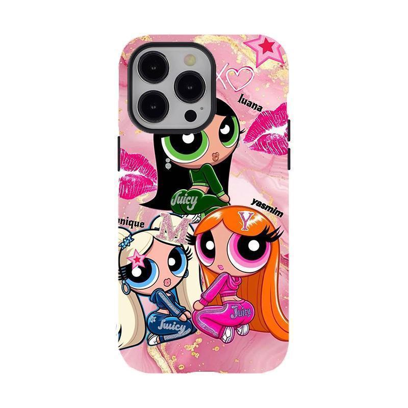 Powe.rp.u.f.f G.irls Y2K Aesthetic Pink, Sweet Two-In-One Drop-Resistant Mobile Phone Case