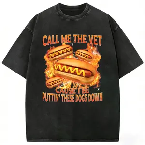 Funny Hot Dog Meme TShirt With Call Me The Vet Phrase Perfect For Humor Fans