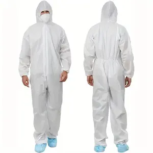 Disposable Protective Coveralls with Hood, Viscose Fabric, Elastic Cuffs & Ankle Seals, Zipper Front for Painting & Cleaning