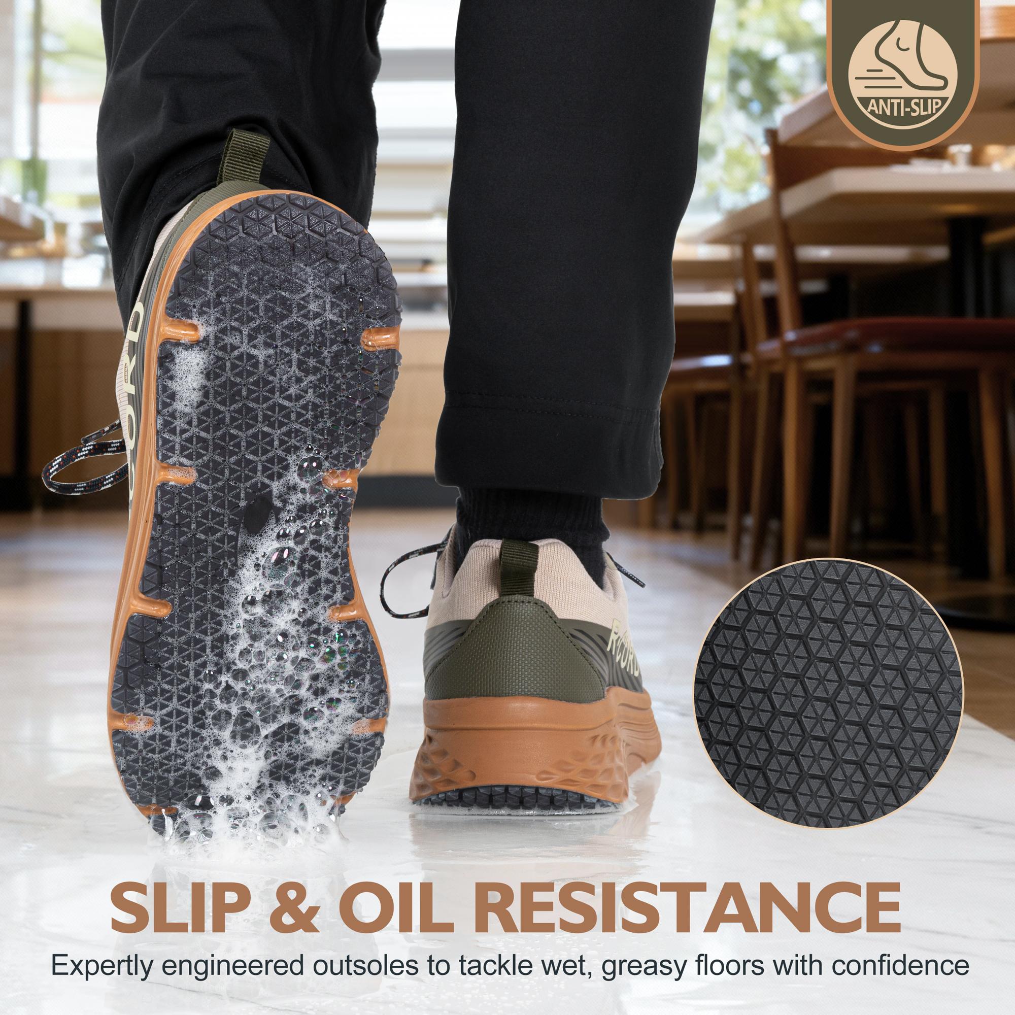 R CORD  Work Shoes Women's Kitchen Shoes Waterproof Slip Resistant Oil Resistant Anti-Slip Comfortable Walking Sneakers Black Breathable Arch Support ESD Shoes for Food Service Nurse Chef SpringStatements