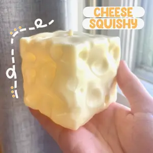 7cm Squishy Jumbo Cheese Block - Yellow, Moldable fidget Toy with Slow Rebound, Ideal for Play and Relaxation ADHD Stress Relief