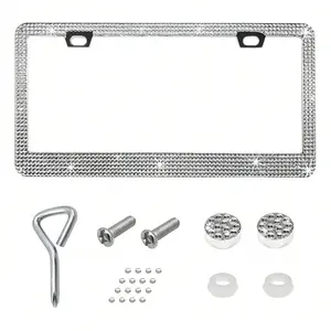 1 PC Bling License Plate Frame, Stainless Steel Rhinestone License Plate Holder With Mounting Kit, SparFKing Bling Diamond License Plate Cover