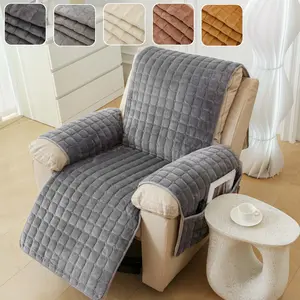 Easy-Going Chair Sofa Slipcover, Plush Quilted Chair Protector, Non-Slip Pet-Friendly Couch Pad, Reversible Sofa Cover, Universal Sofa Protector, Furniture Protector Cover with Elastic Straps for Pets (Chair, Grey/Light Grey)