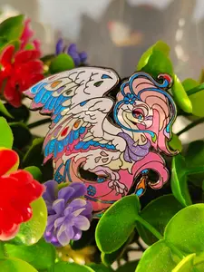 Enfys The Phoenix Peacock| Fursona Pin Fairycore Adopt- Dragon / Magic /PRIDE/LGBTQ/ Glitter/ Furry Creature/ Enamel pin