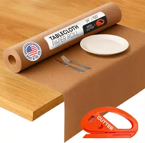Eco Tablecloth Paper Roll 24" x 1800" (150 ft, 300 sq.ft) with - Sustainable Alternative to Table Covers - Perfect for Parties, Dinners & Events - Natural