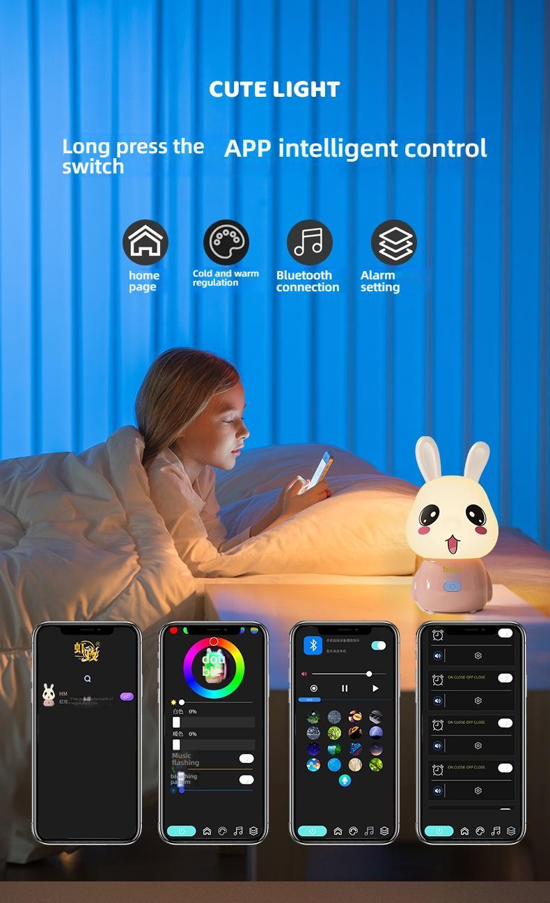 Cute Bluetooth Night Light with App Control - Stepless Dimming, Timer, Colorful Light, Bluetooth Music, Ideal for Sleep & Gift Giving, Perfect for Kids and Bedrooms