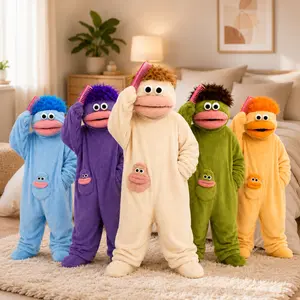 Funny Big Mouth Monster Hoodie Blanket, Soft Fleece Onesie Pajamas, Comes with comb + shoes,Oversized Wearable Pullover Loungewear for Adults, One Size