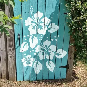 6 Hibiscus Large Spring Floral Stencils for Painting on Wood Garden Fence Wall Furniture Fabrics DIY Decor
