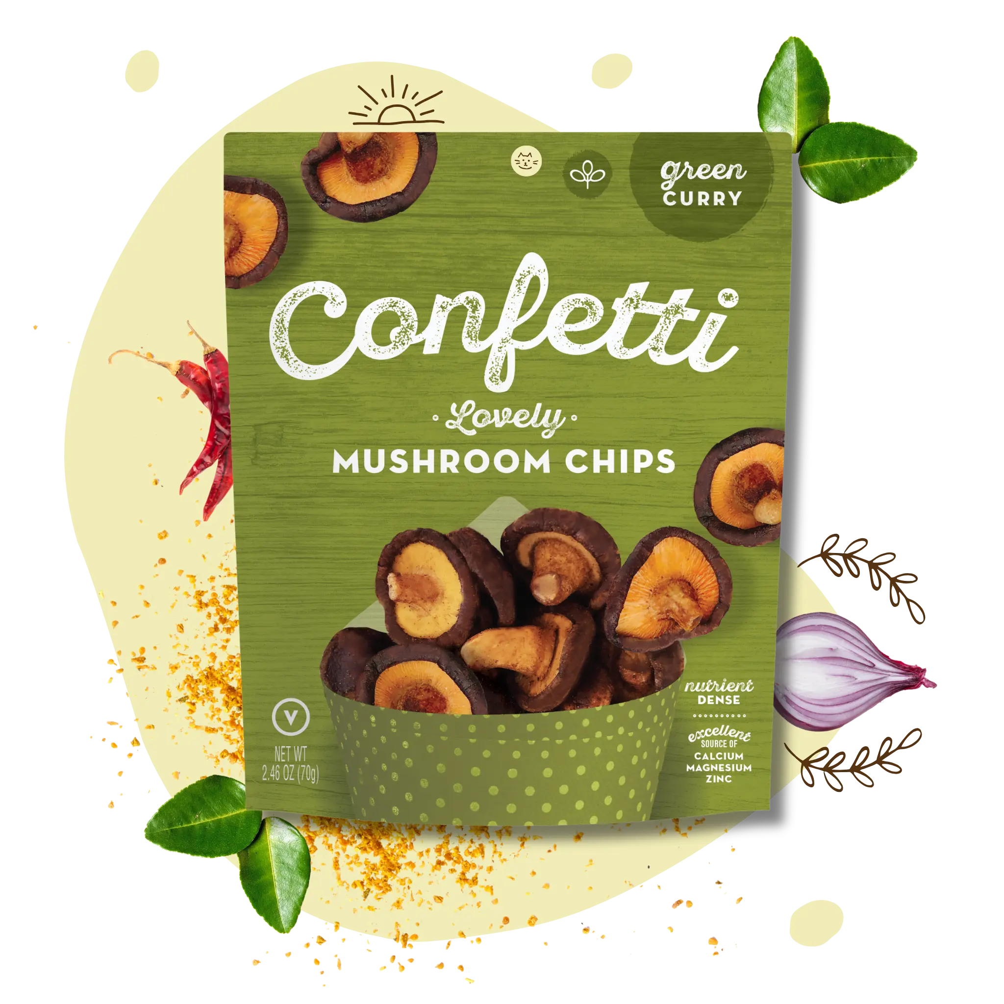 Lovely Mushroom Chips, Green Curry