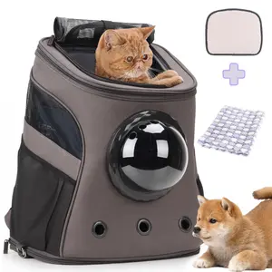 Large Pet Carrier Backpack, Bubble Backpack Carrier for Fat Cats and Puppies,Airline-Approved(Grey)