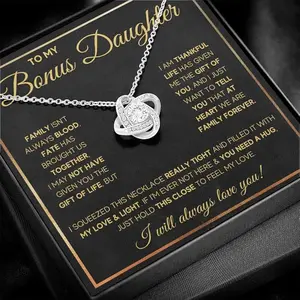 Bonus Daughter Necklace, Birthday, Graduation, and Christmas Gift, Pendant for Stepdaughter or Goddaughter, with Heartfelt Message Card and Box