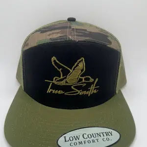 True South Green Duck Embroidery. Riverbed Threads 7-panel hat. By Low Country