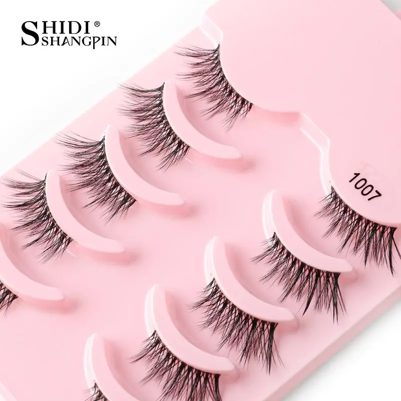 SHIDISHANGPIN 3/5 Pairs Half Eyelash Transparent Stalk Invisible Band Faux Mink Lashes Reusable False Eyelashes Natural Fluffy 2026 New