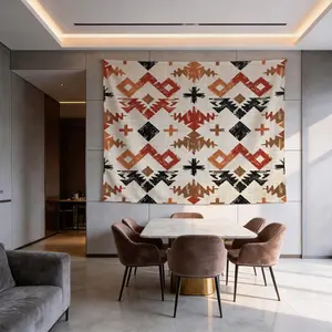 1 Piece Bohemian Aztec Geometric Print Tapestry, HD Digital Printed Wall Hanging Tapestry, Soft Lightweight Fadeless Tapestry, Multipurpose Decorative Tapestry for Bedroom, Living Room and Dorm