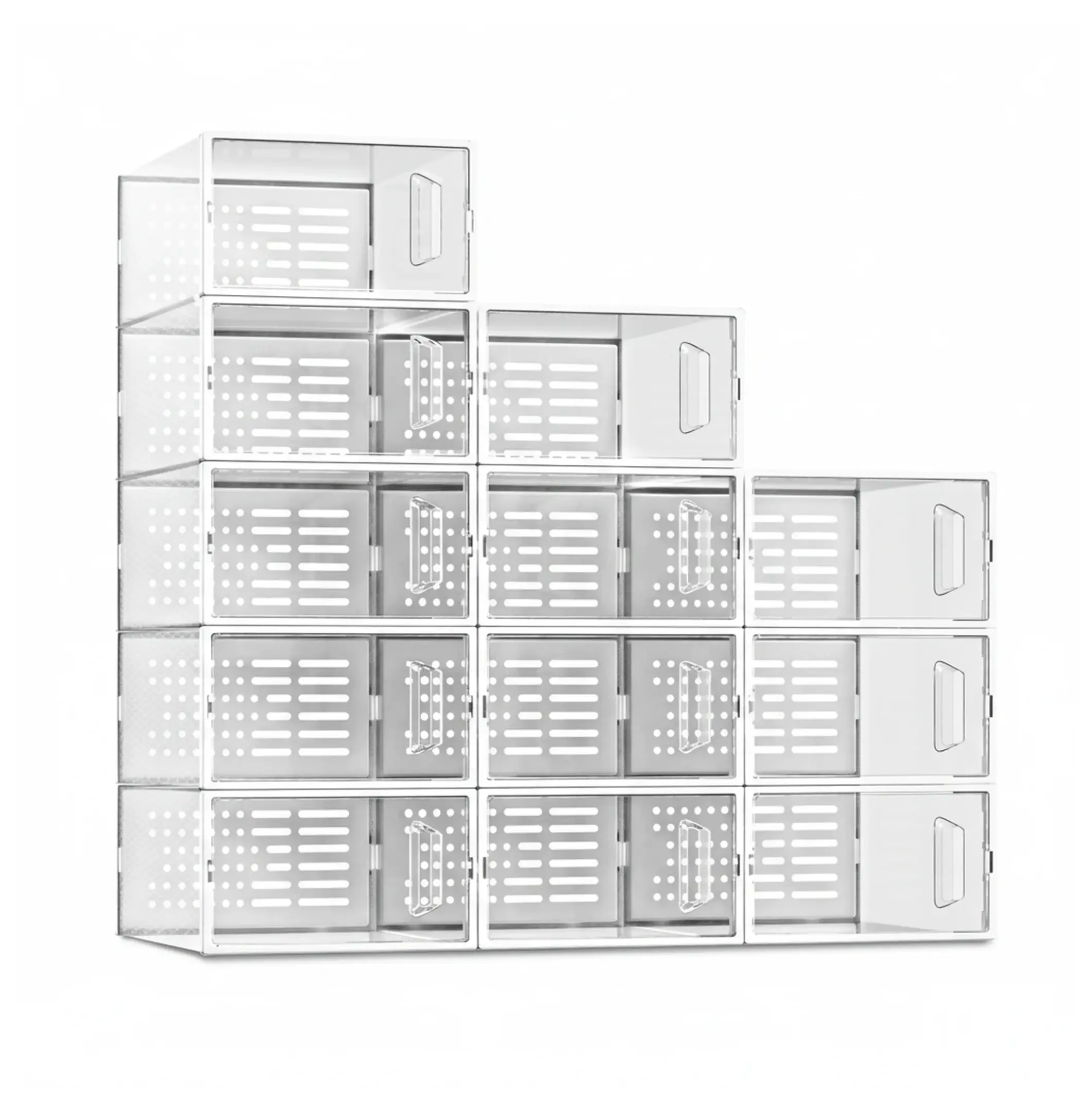 Stackable Shoe Boxes with Lids - Large Shoe Rack Organizer, Shoe Display & Storage Containers - Clear Plastic Stackable Shoe Storage