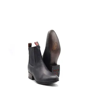 2692401 - Men's Vaquero Signature Charro Ankle Toe Boots Grasso Black