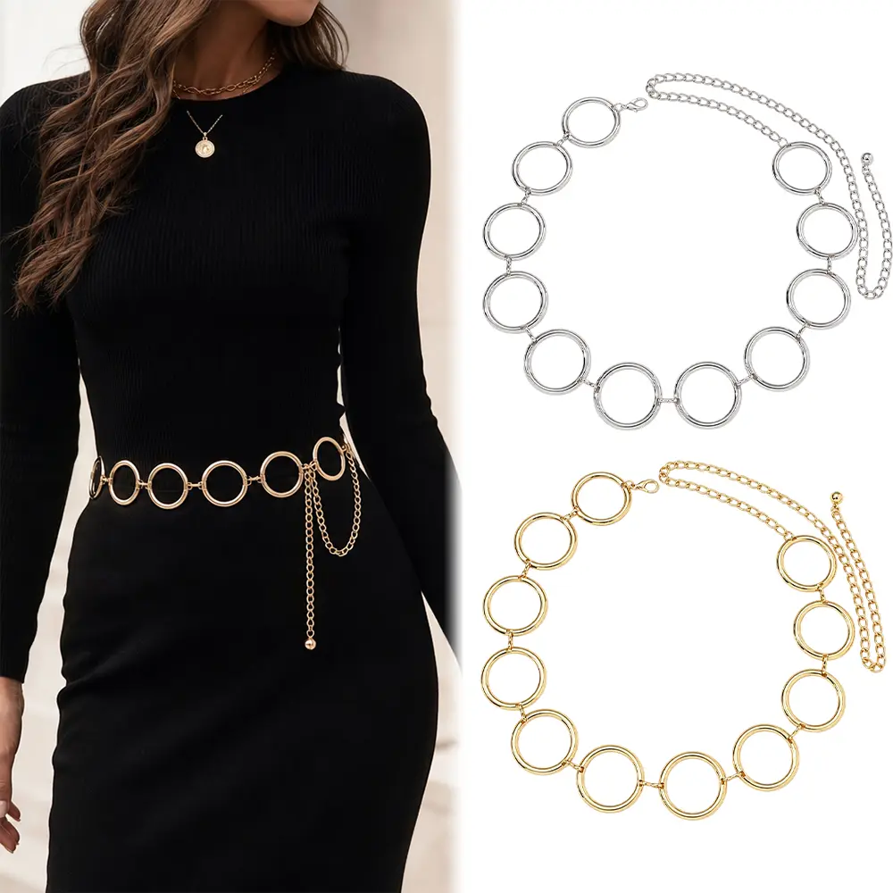 2 pieces of ladies' waist chain, adjustable extension chain, suitable for daily use, music festivals, parties
