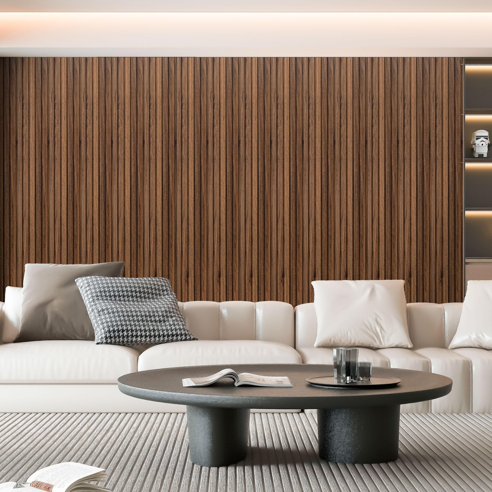 【New】Art3d  6-Pack 3D Textured MDF Wood Slat Wall Panels, 94.6" x 7.4", Covers 28.91 Sq.Ft., DIY Interior Wall & Ceiling Decor Panels