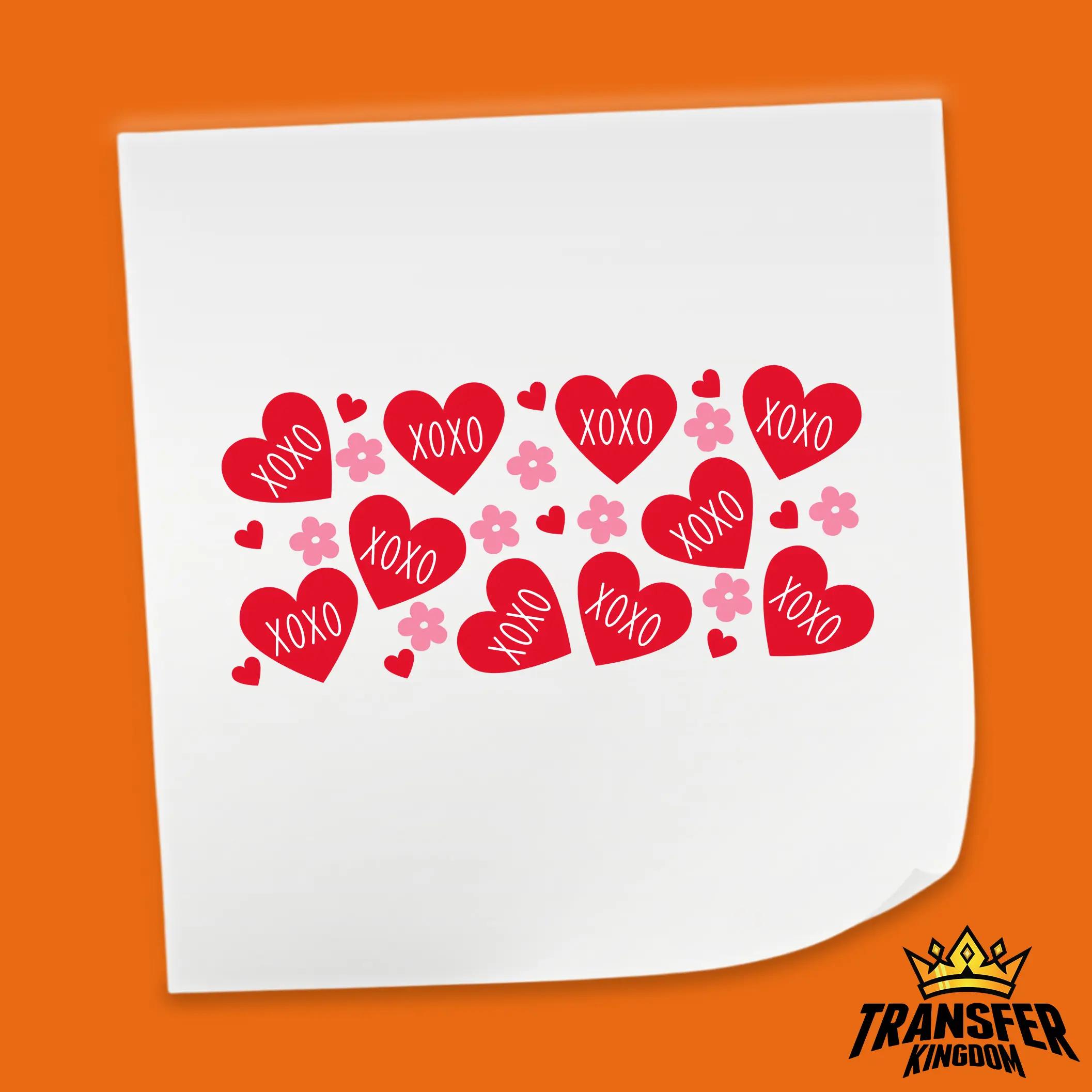 XOXO Red Hearts And Flowers - Valentine's Day Cup Wrap UV Sticker Permanent UV DTF Decal