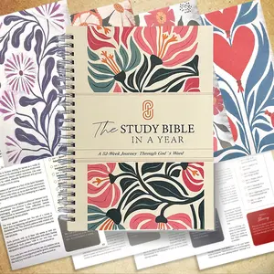 Floral 52-Week Bible Reading Journal for Women, Daily Prayer Notebook, Daily Devotional Journal, Personal Growth & Faith Development, Durable Spiral Bound