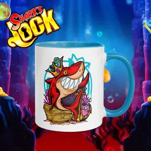 Shark's Lock Mug - Classic Design with Black Lid - Ideal for Coffee or Tea Enthusiasts