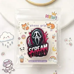 Scream Ghost Phone Grip, Horror Movie Inspired Magnetic Holder, Cute Pop Grip for Teens & Spooky Fans