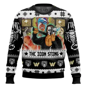 The Icon Sting WWE Christmas Ugly Sweater Retro Trendy Ugly Sweater, Sweater Lover Gift For Dad Gift For Mom Outfit For Family Holiday