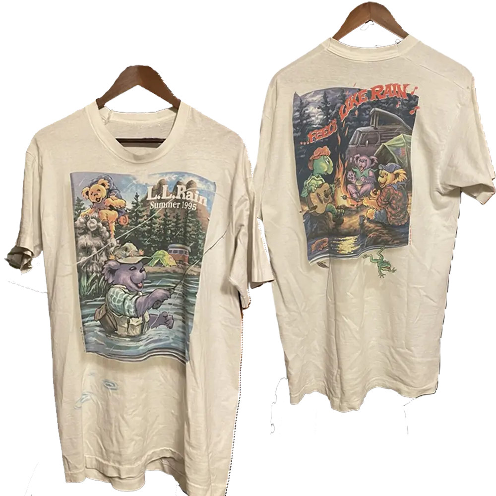 Grateful Dead Vintage Rare 1995 L L Rain Feel Like Rain White T-Shirt, Gift For Fan, Casual Cotton Fabric Menswear Top