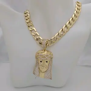 Gold Chain 226 with Jesus Pendant 758 - Luxury Religious Jewelry for Men and Women