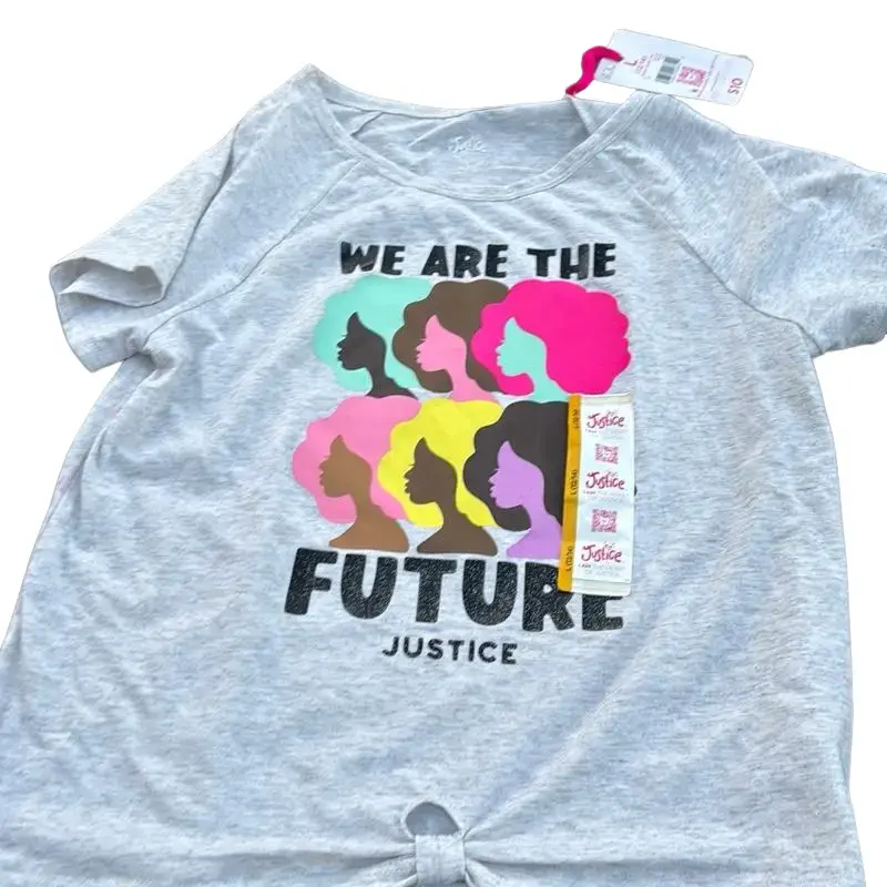 Girl's Shirt - Size L (12/14) - We Are The Future Justice Graphic Design - Casual Wear Essential