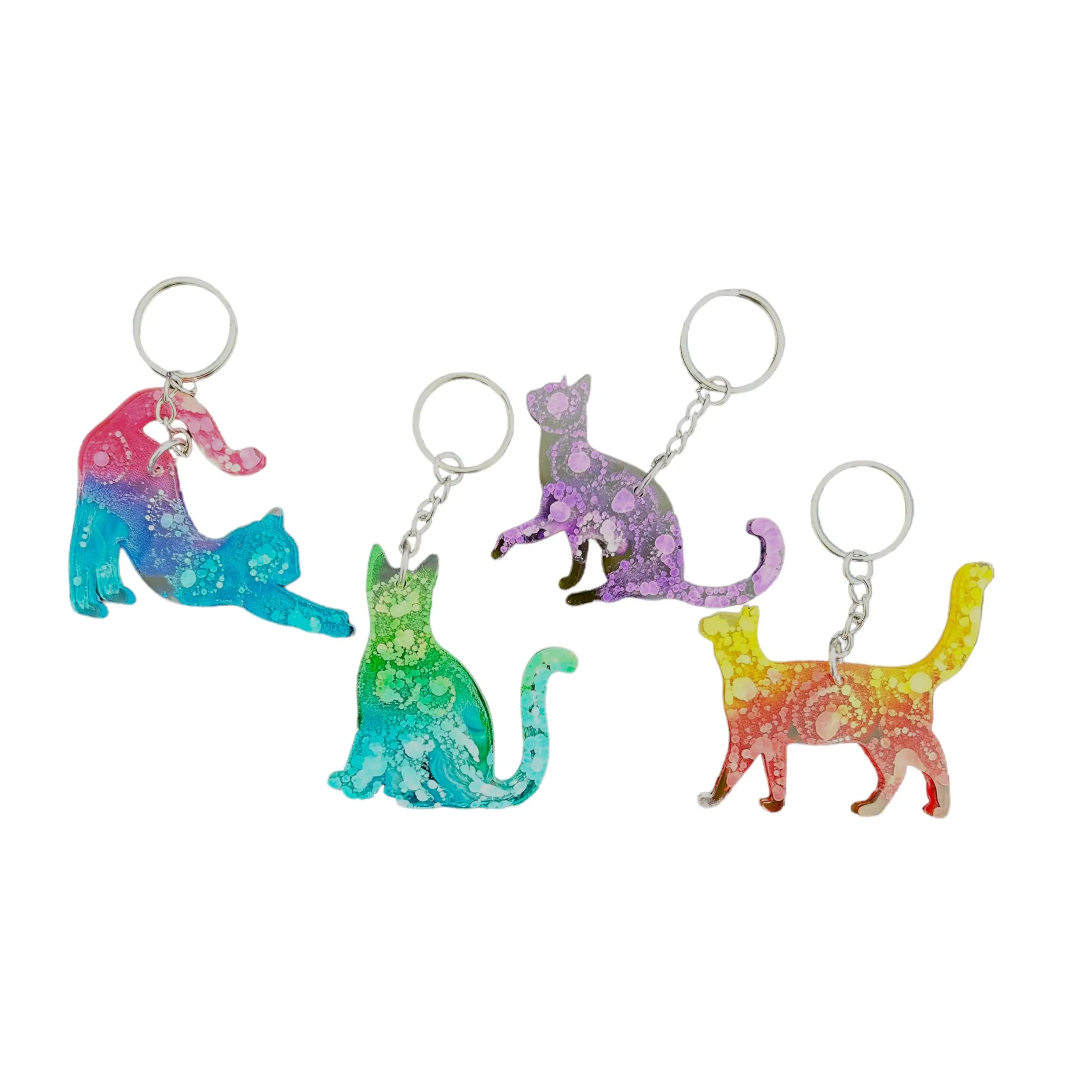 Cat Watercolor Resin Keychain